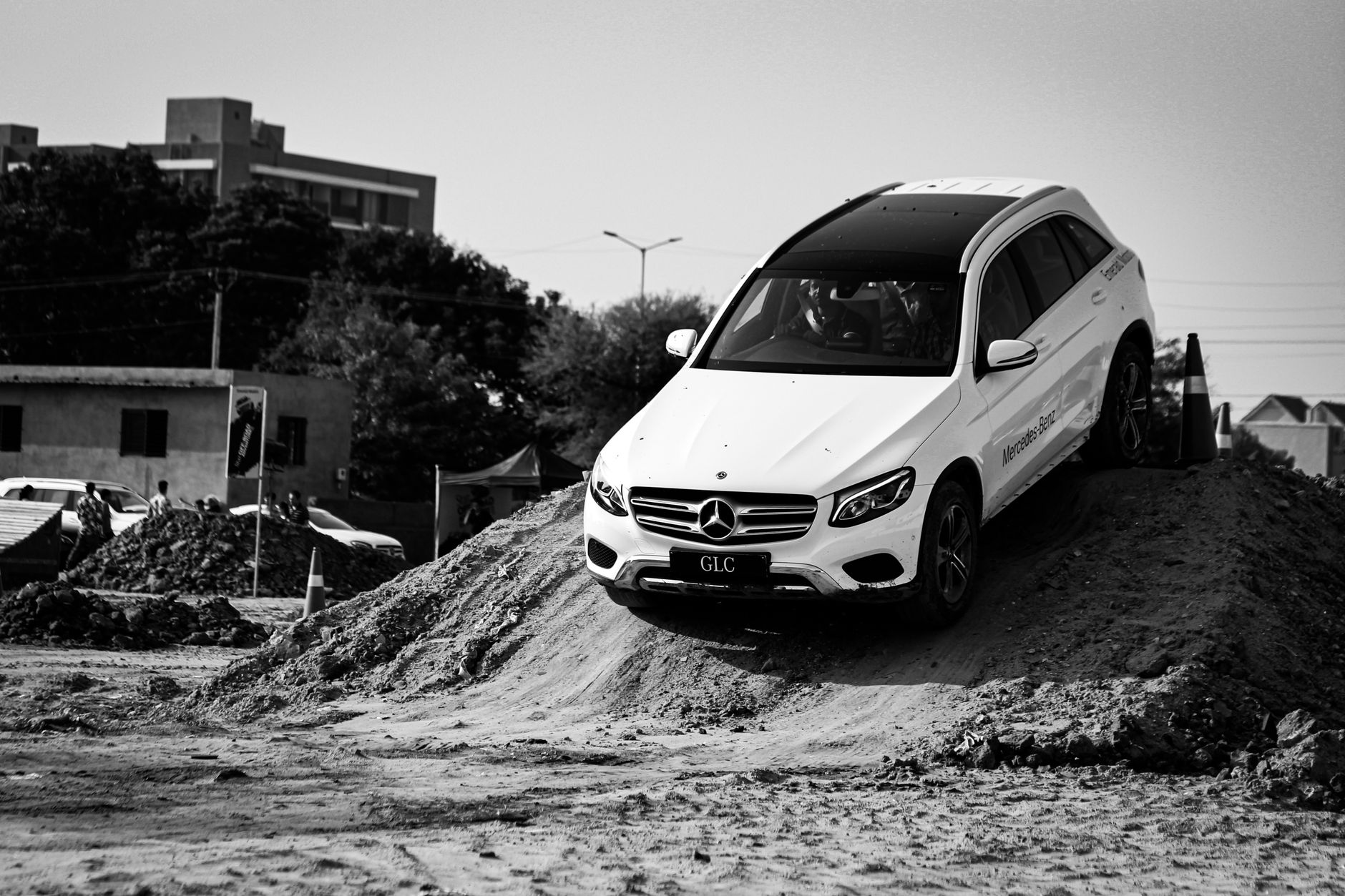 Experience the dynamic capabilities of the Mercedes-Benz GLC in an off-road setting, showcasing its strength and design.
